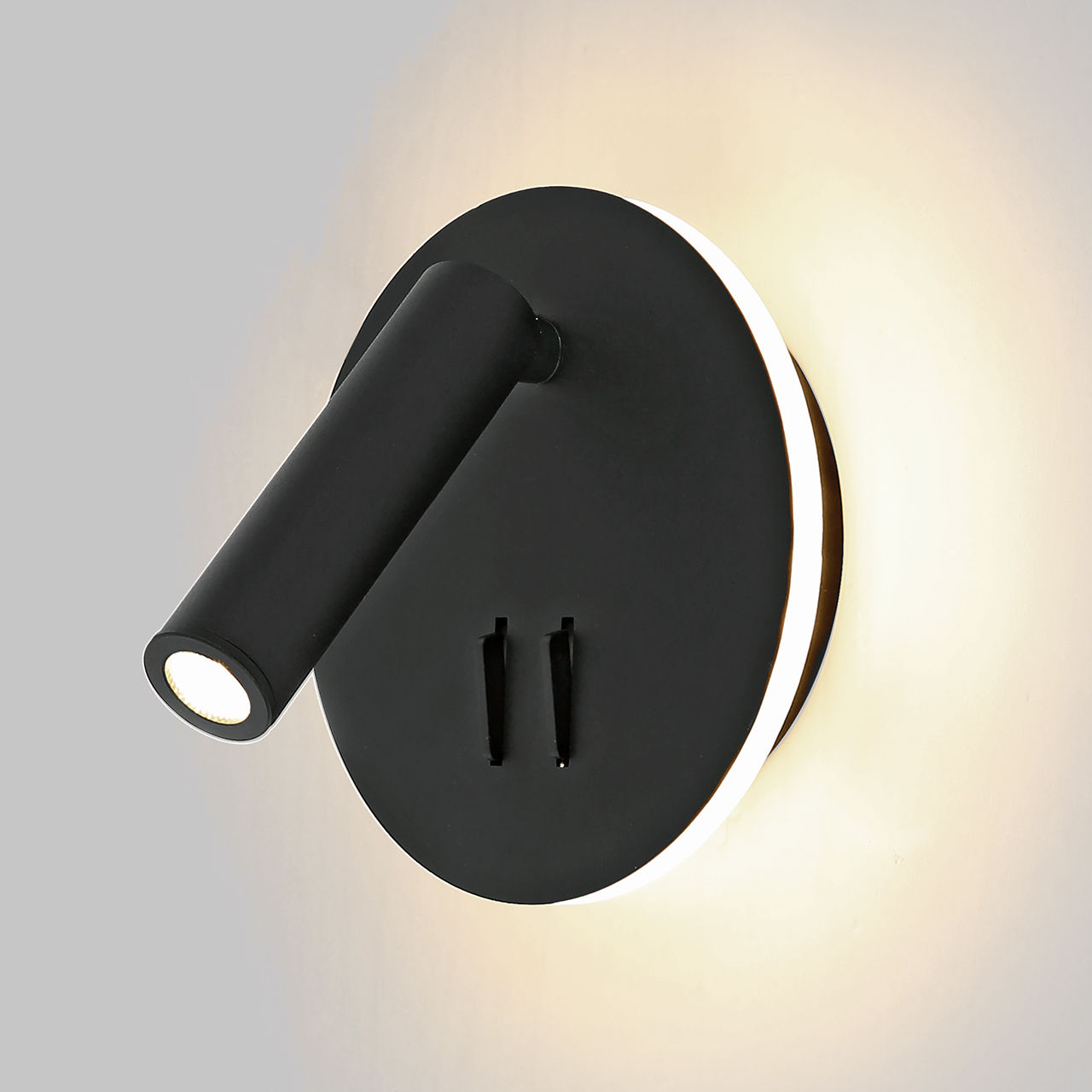 Светильник светодиодный круглый с подсветкой 3W + 9W настенный 220V, 3000K, Черный IL.0005.2101-R BK
